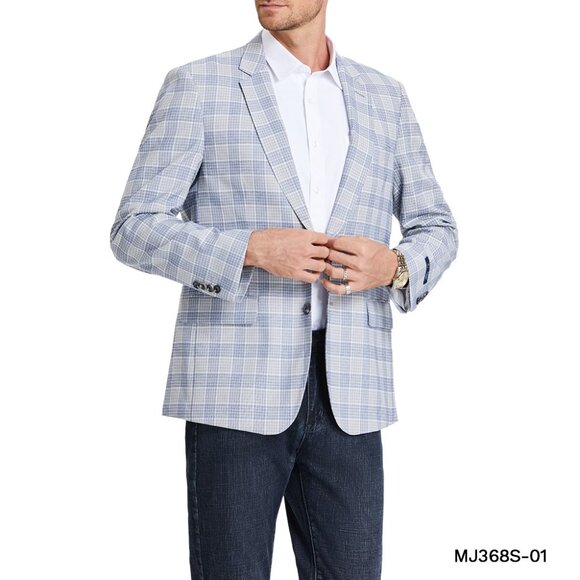 Blue Glen Check Notch Lapel Men's Jacket - Picture 1 of 3